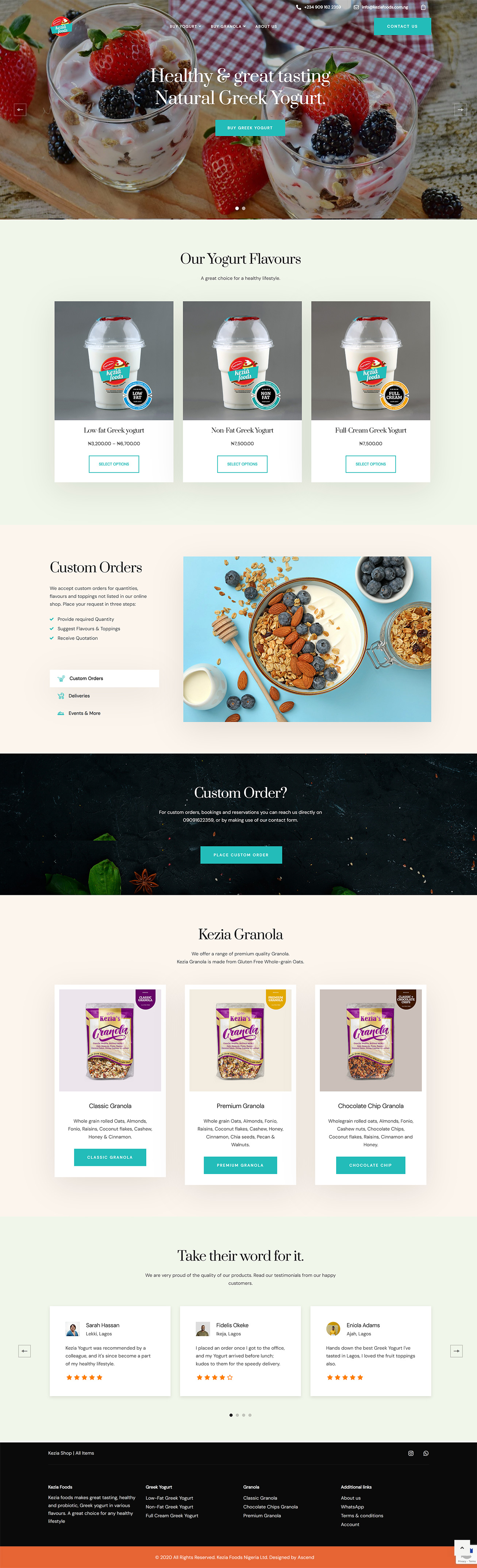 Kezia Foods Landing Page
