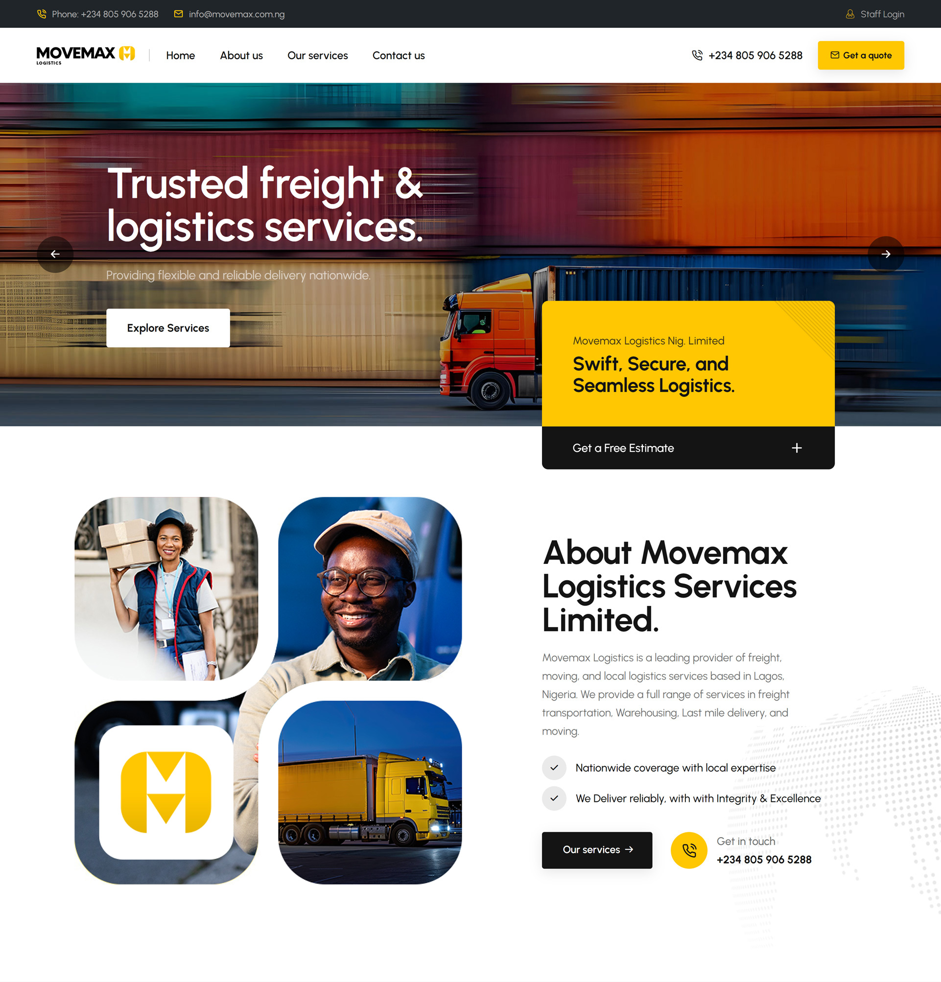 Homepage Header and About Section