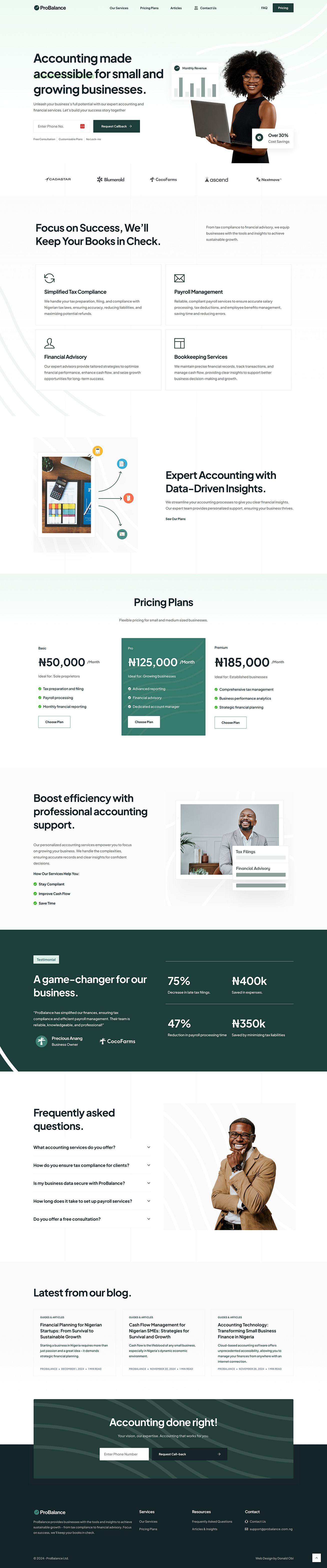 Probalance Landing Page