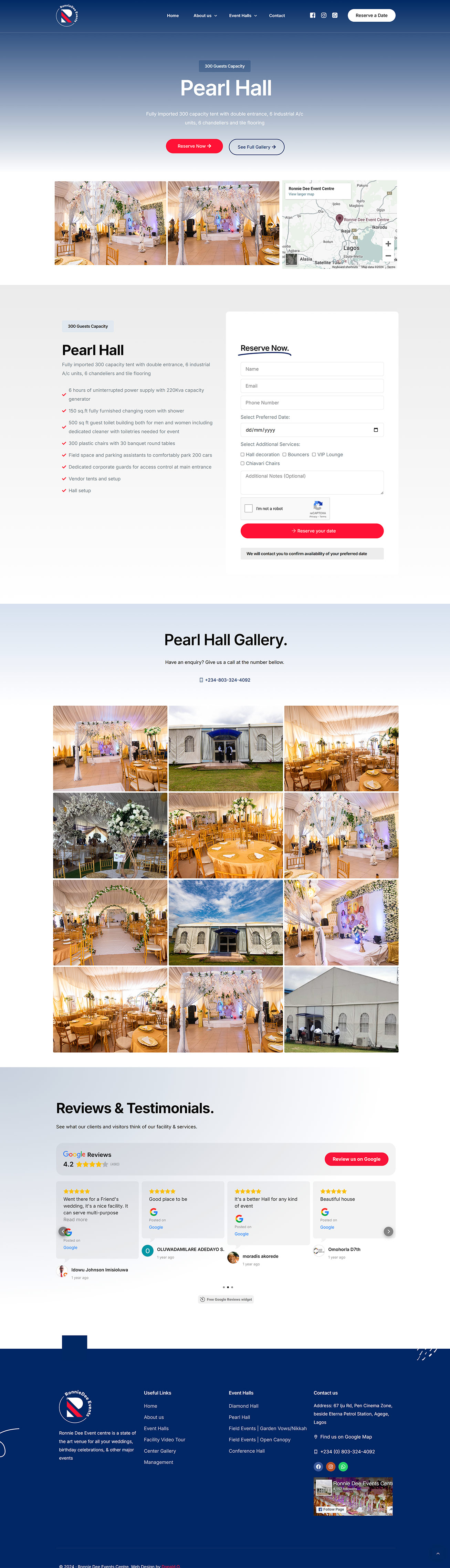 Ronnie Dee Events Center Page