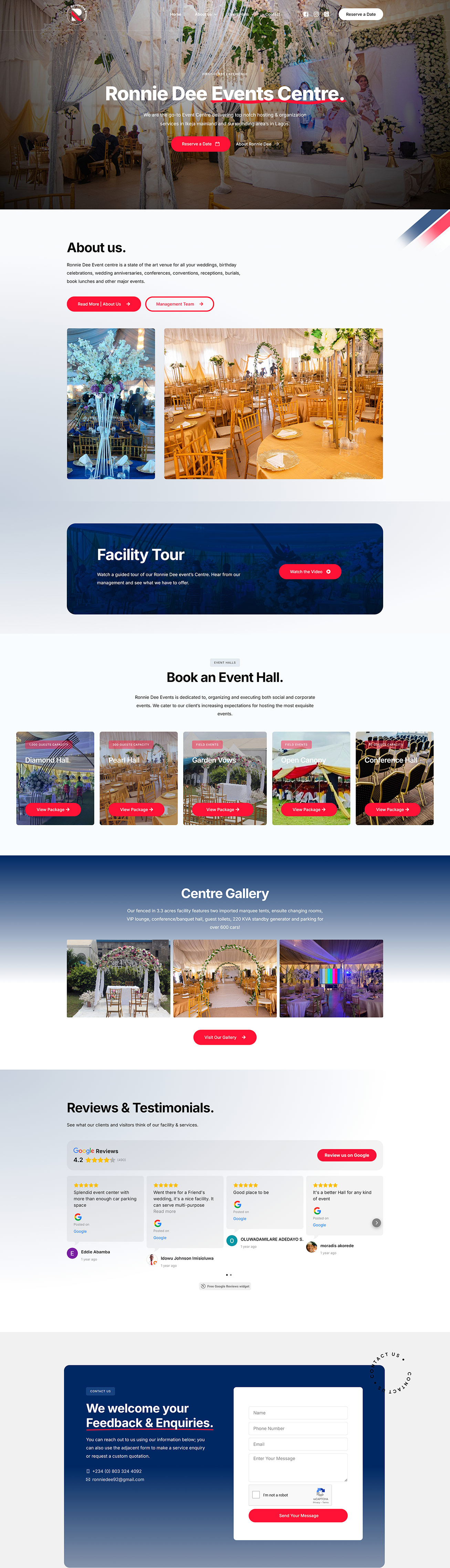 Ronnie Dee Events Landing Page